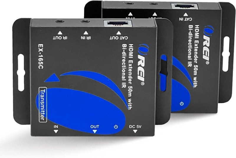OREI HDMI over Ethernet Extender over Cat6/Cat7 Cable upto 165 Feet 1080p, Full HD, Local Loop Out Option, with IR Control EDID POC Function Transmitter and Receiver (EX-165C) - Image 1